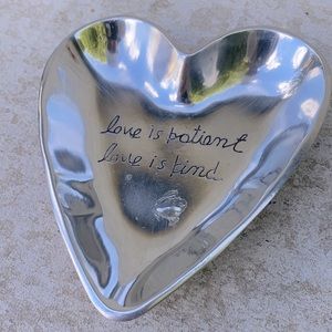 Silvestri Love is Patient Love is Kind Silver Heart Shaped Trinket Jewelry Dish